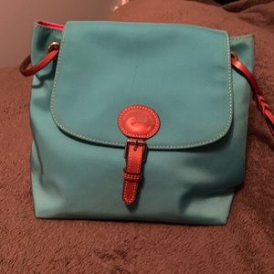 Dooney & Bourke Nylon Flap Backpack in Light Blue